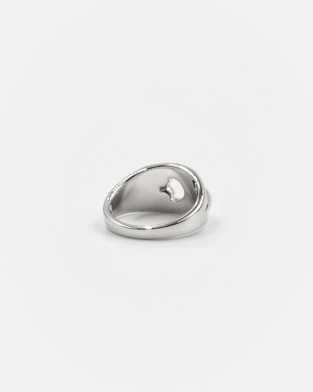 POEMIC Lucid Ring back view. 12mm face, premium sterling silver construction.