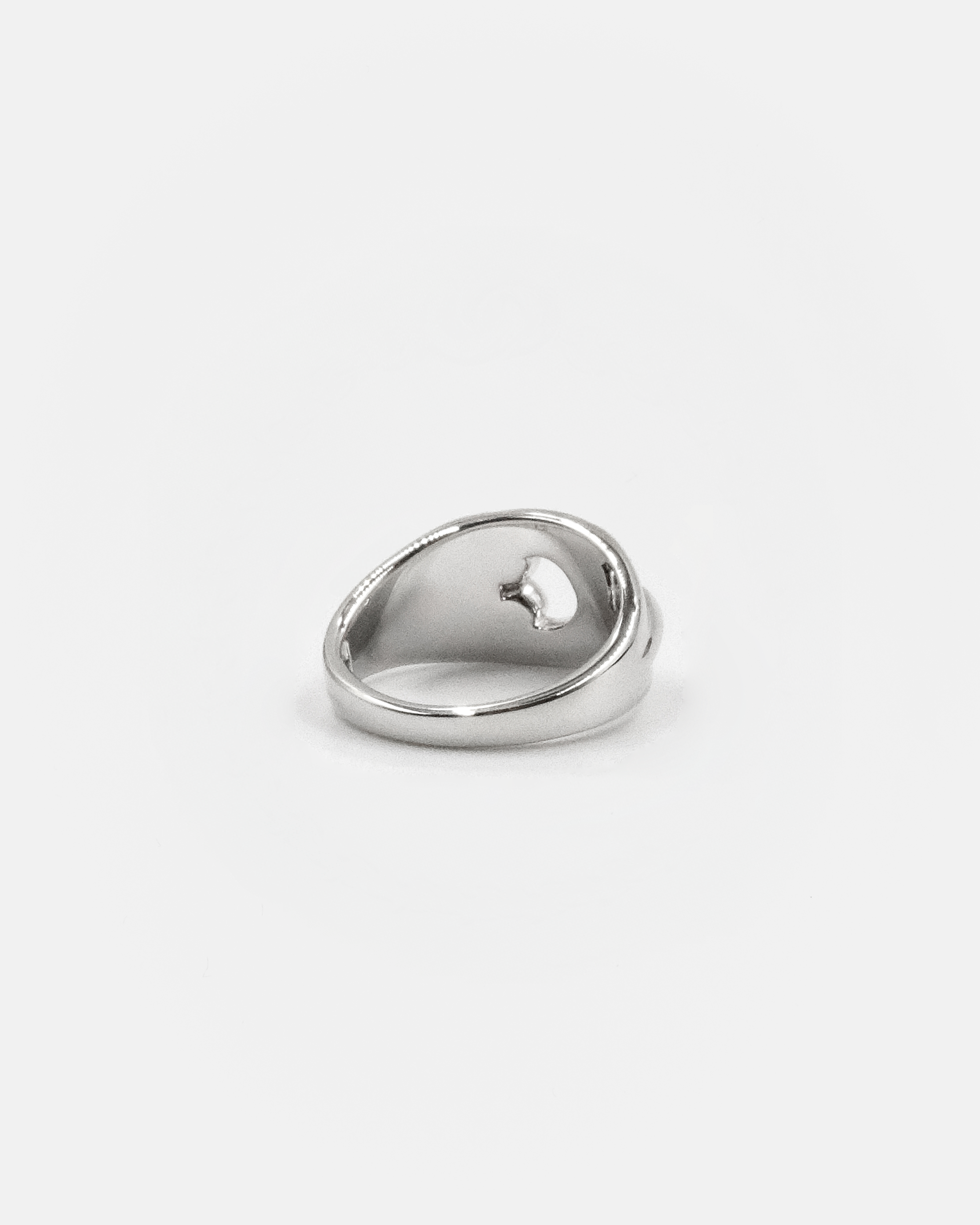POEMIC Lucid Ring back view. 12mm face, premium sterling silver construction.